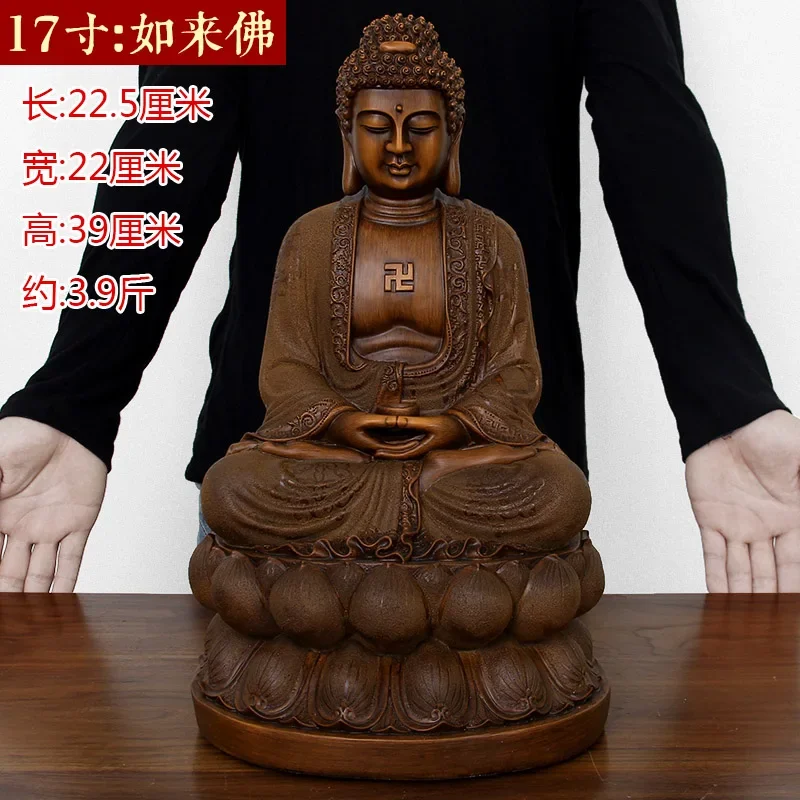 Buddha decoration imitation wood carving Shigarumuni Buddhism worship the statue of Amitabha Buddha Used to consecrate