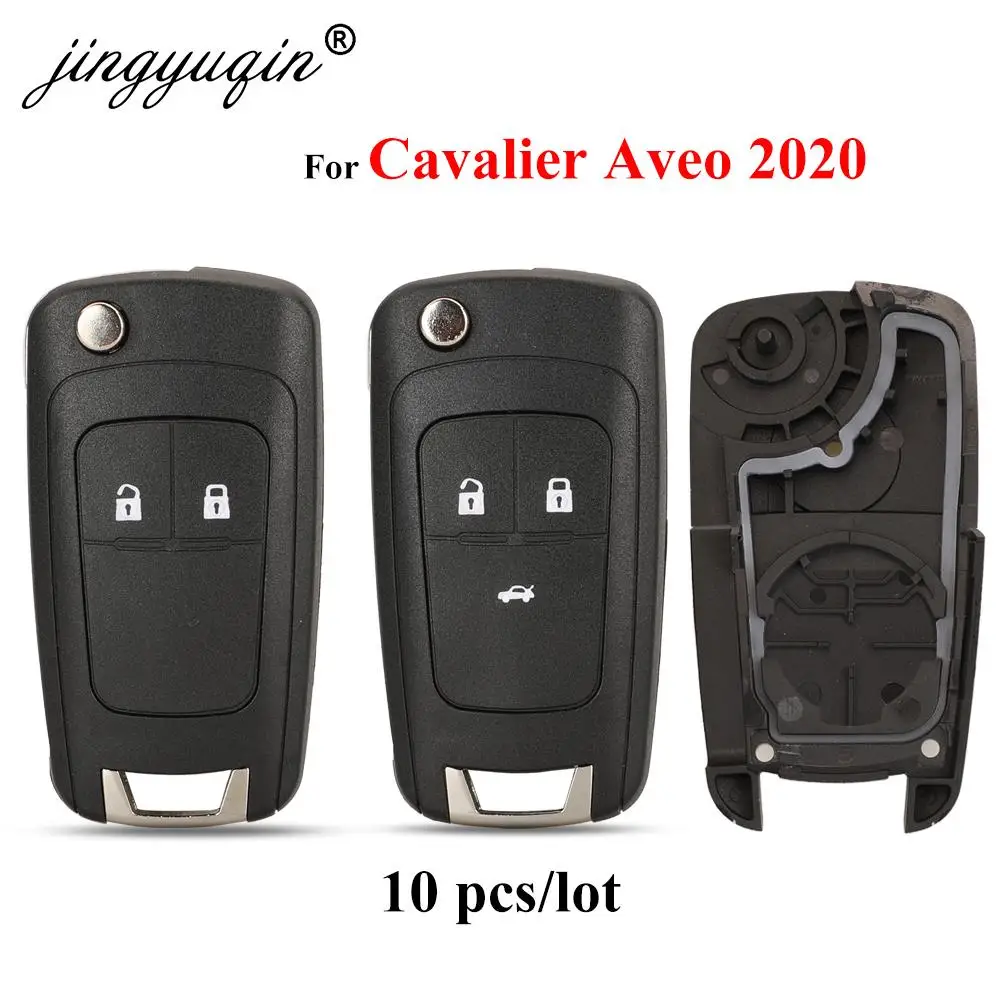 jingyuqin 10pcs Flip Remote Car Key Shell For 2019 2020 Chevrolet Cavalier Aveo Buick Excelle 2015-2021 Opel 2/3BTN Key Case Fob