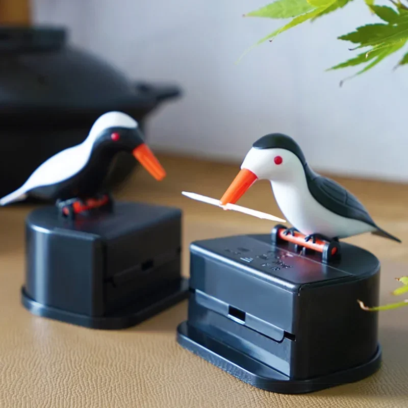 Automatic One Touch Toothpick Dispenser Woodpecker Design Kitchen Table Essential Supplies Desktop Organizer and Toothpicks