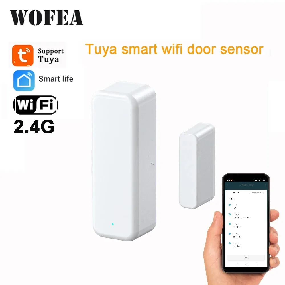 

Tuya Smart Mini Wi-Fi Датчик двери Магнитный контактный детектор открытия и закрытия двери Голосовое управление от Alexa Google Home Не нужен концентратор