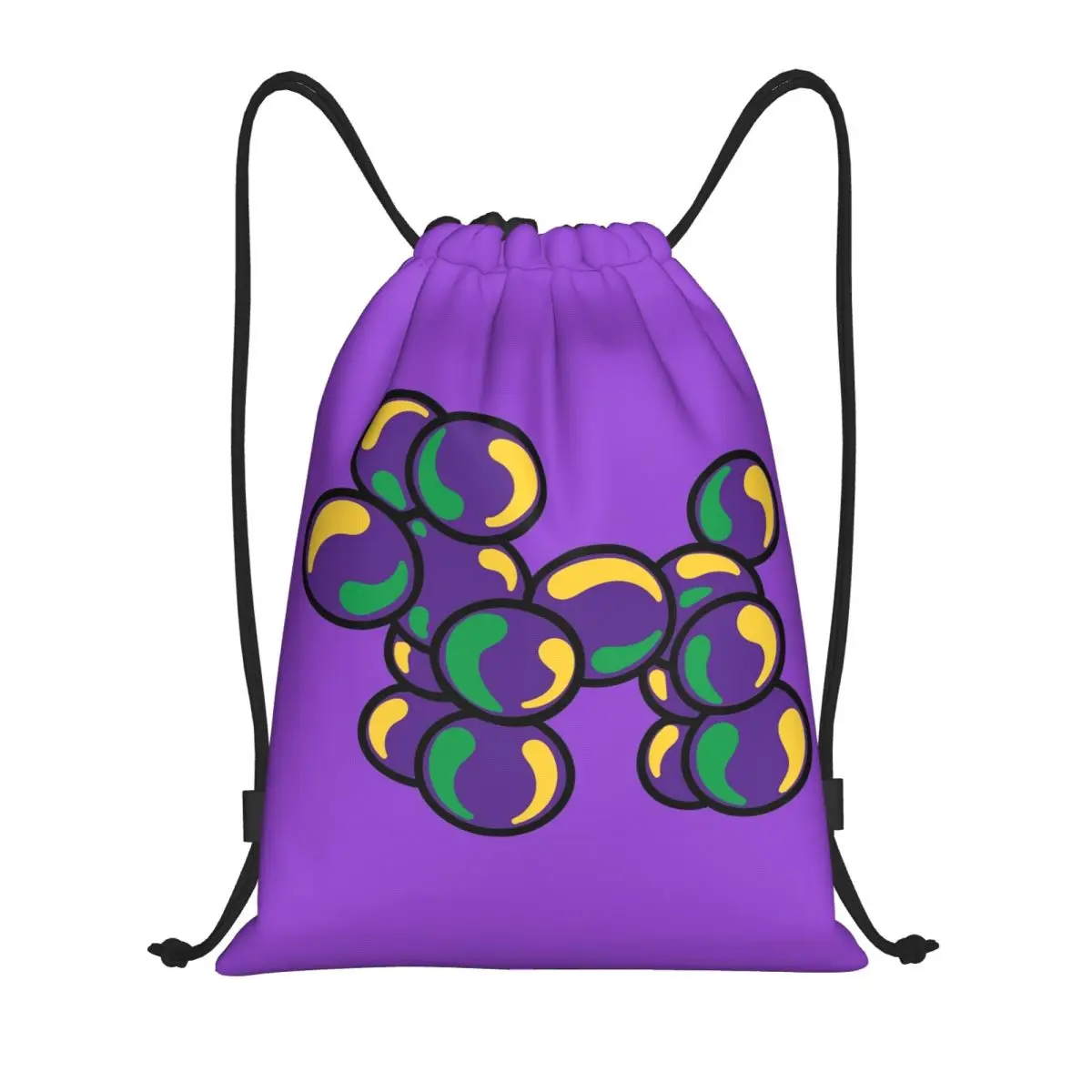 

Mardi Gras Bead Dog Backpacks Multi-function Drawstring Bags Shoes Bag Book Bags for Travel Students