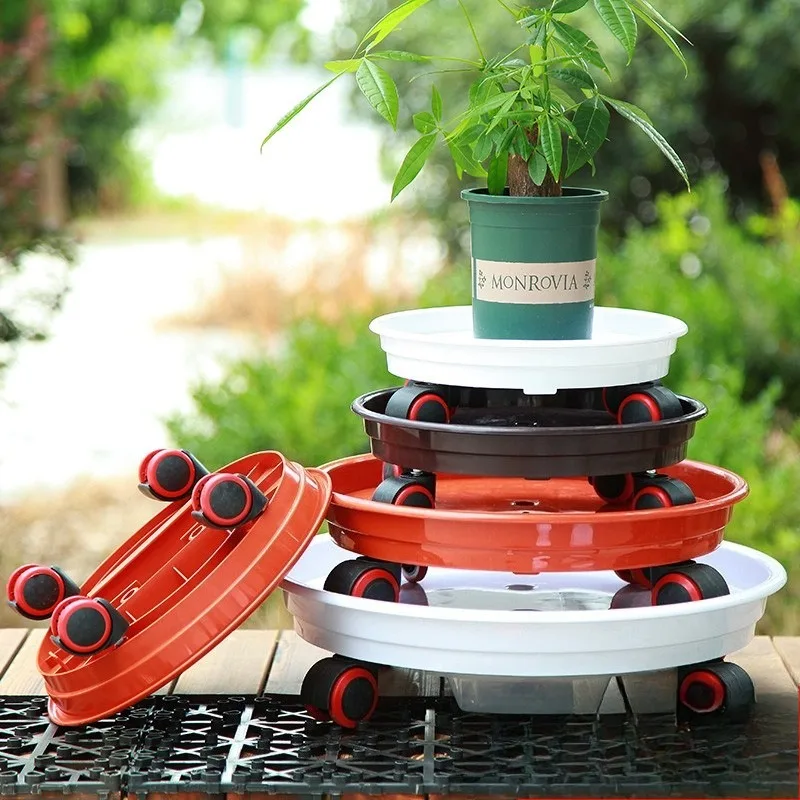 

Сверхмощный круглый горшок для растений из смолы, поворотный роликовый поддон, утолщенный сливной поддон, мобильная тележка для растений, домашний и открытый сад