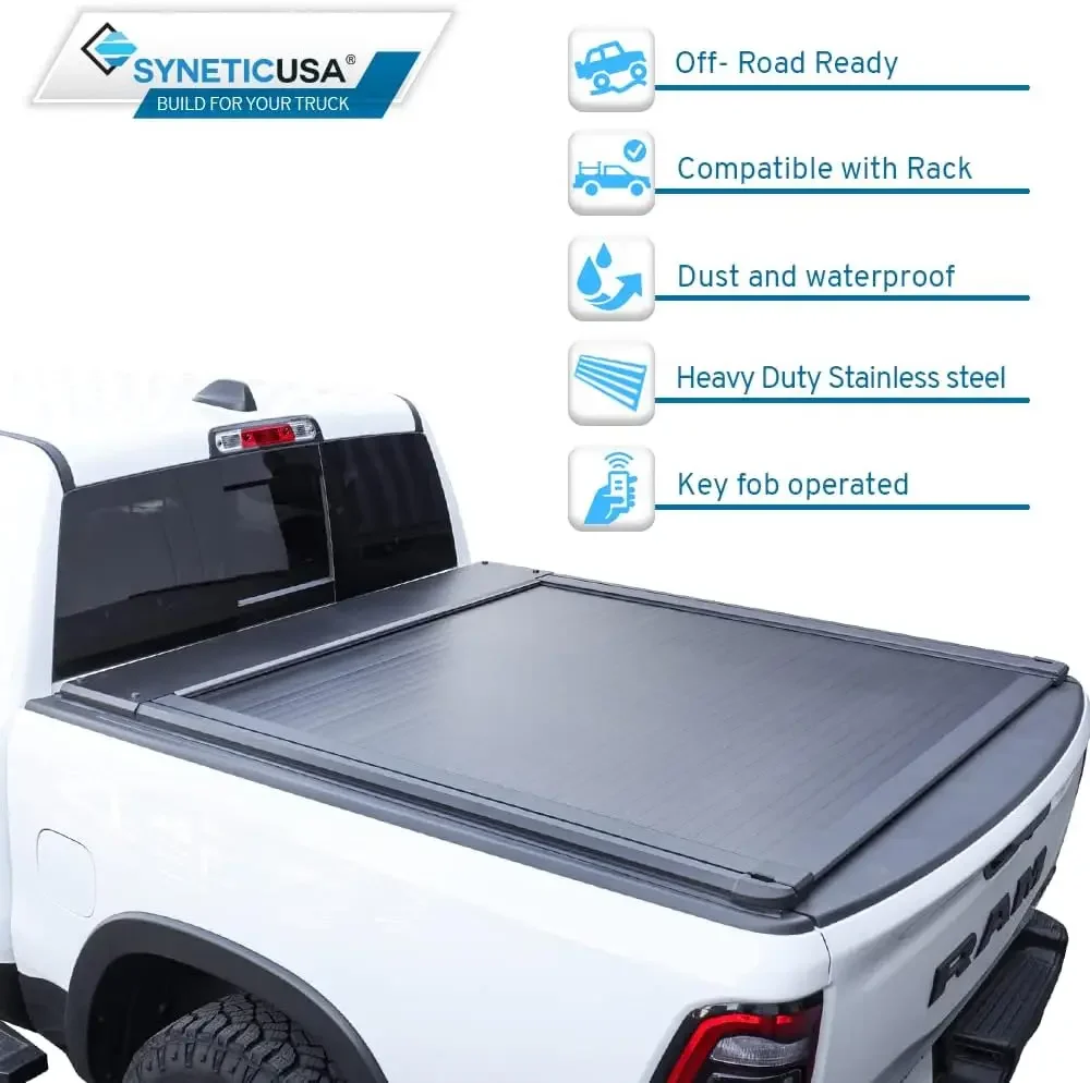 Retract Tonneau Cover Fits 2007-2024 Nissan Titan 5.5' (67”) Truck Bed Aluminum Matte Black Low Profile Waterproof