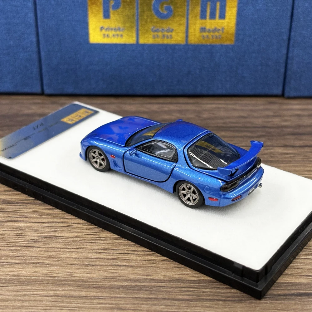 Newly Stocks PGM 1:64 Diecast Fully Opened Mazda RX7 Metalic Blue Color Model Car In 2024