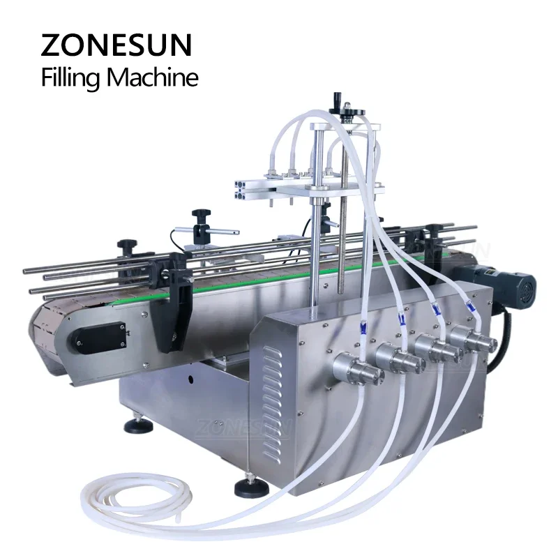 ZONESUN ZS-DTMP4C Automatic Liquid Filling Machine 4 Heads Magnetic Pump Bottle Filler for Juice Essential Oil Lotion 110V 220V