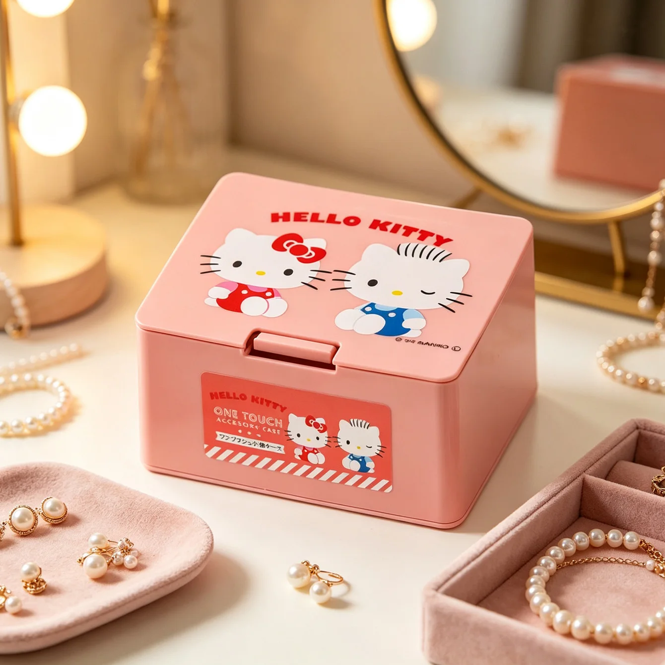 Kuromi Hello Kitty Cinnamoroll One-Touch-Aufbewahrungsbox, Klappdeckel-Desktop-Organizer, Behälter für Kleinteile zur Schreibtischdekoration