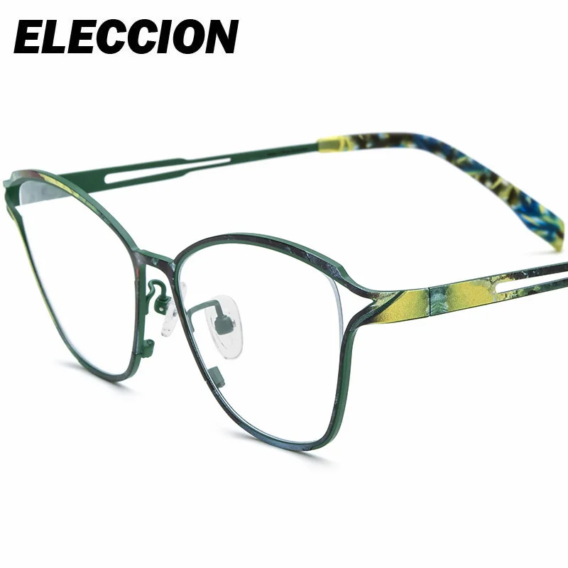ELECCION Cat Eye Glasses Frame Pure Titanium Eyeglasses Female Top Quality Gafas Fashion Spectacle Frame for Myopia Recipe Lens