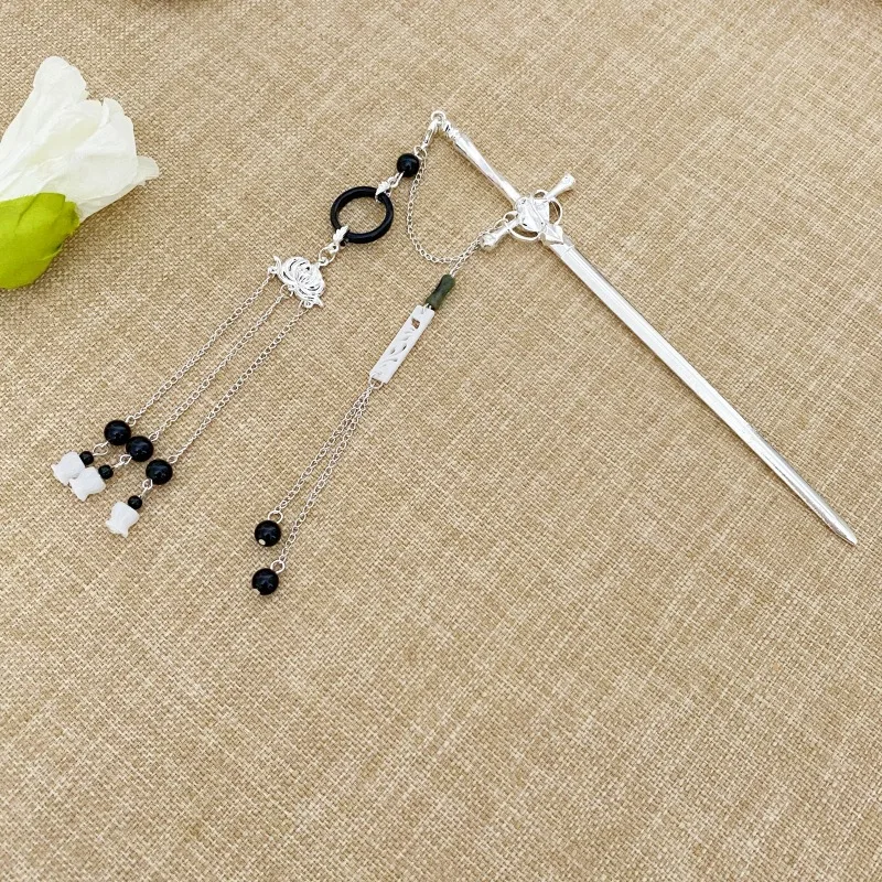 جديد النمط الصيني القديم السيف شرابة دبوس الشعر مع الراقية FeelHanfu أغطية الرأس الحصان الوجه تنورة تشيباو دبوس الشعر ملفوف دبوس الشعر