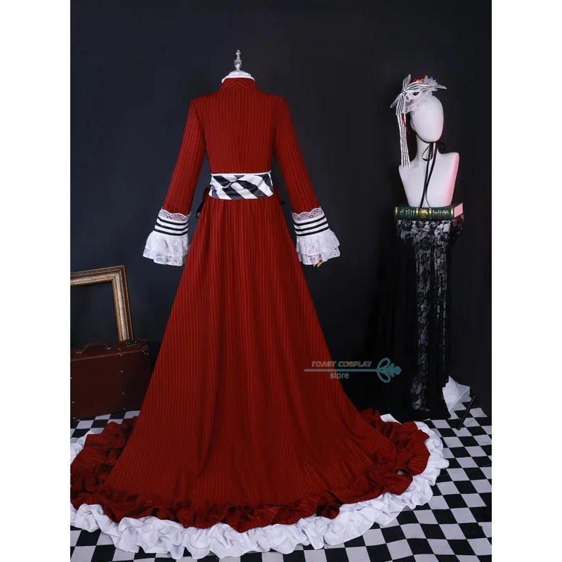 Ciel Black Tea Cup Cosplay Costume Butler Victorian-style Gown Red Gothic Lolita Long Dress Set Wig Halloween Party Costume