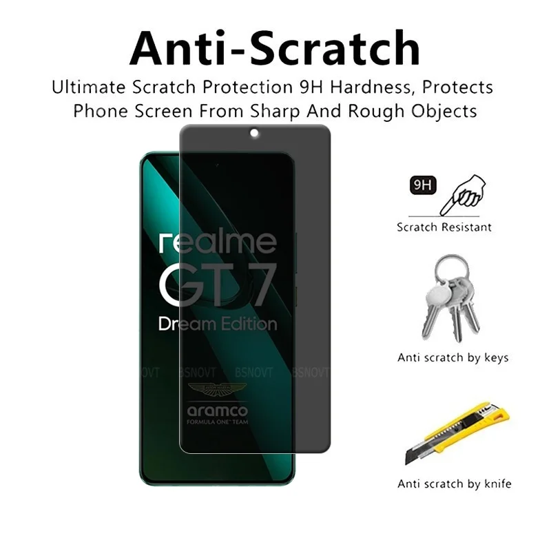 1/2/3/4 szt. Szkło Hartowane Prywatyzujące Antyszpiegowe z Klejem na Ekran Realme GT 7 Dream Edition