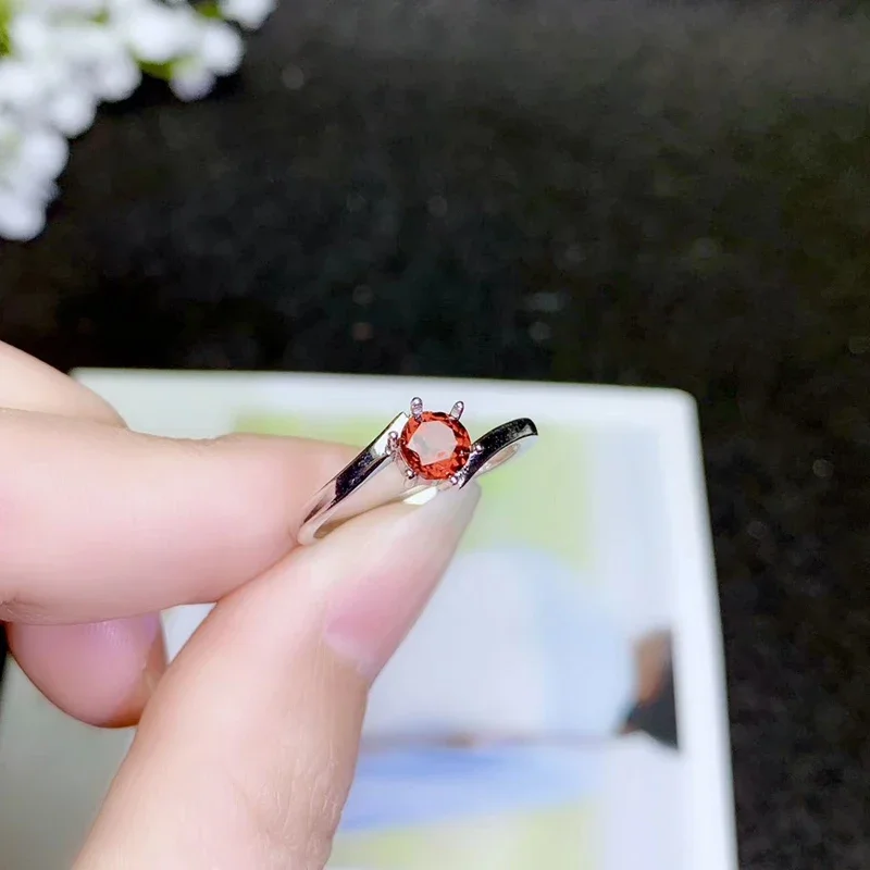 CoLife Jewelry Fashion Garnet Ring for Young Girl 5mm Naturak Wine Red Garnet Silver Ring 925 Silver Garnet Jewelry