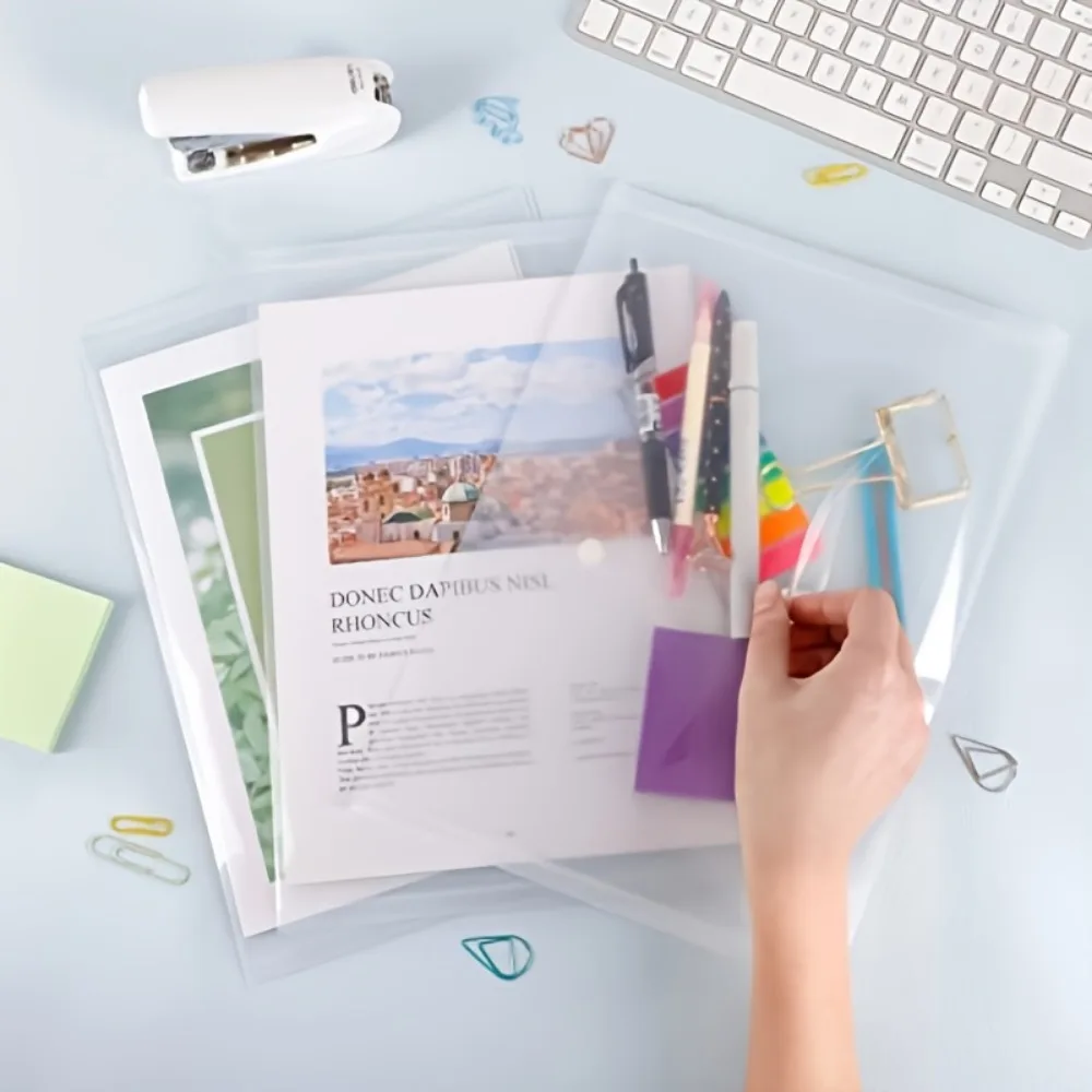 50/20/10 Packs Clear Plastic A4 File Folders with Snap Button Closure - Durable Document Suitable for Office, Home Organization