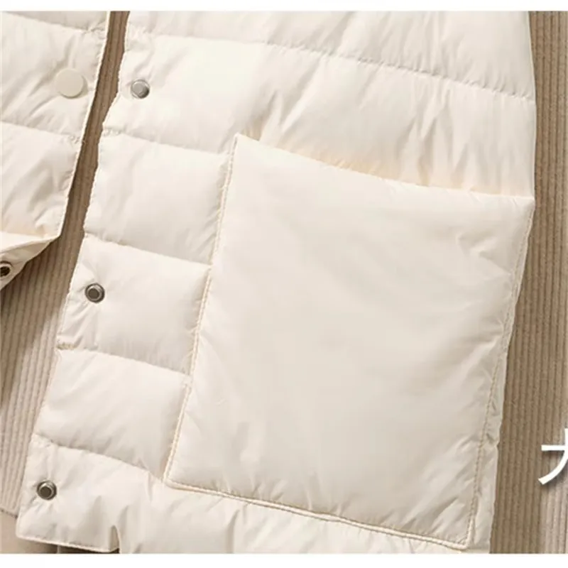 Outono inverno com capuz para baixo colete jaqueta feminina ultra leve pato branco para baixo colete casaco feminino quente sem mangas curto tanque parkas