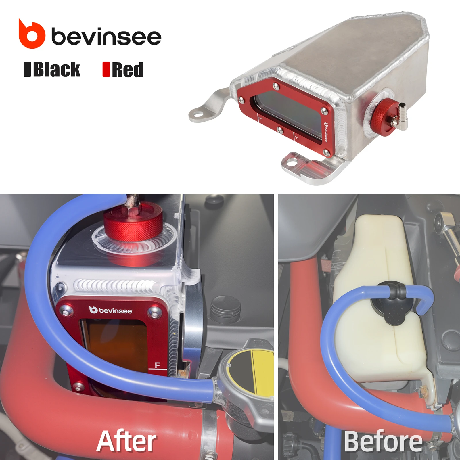 Depósito de refrigerante de aluminio BEVINSEE con tapa para Toyota 4Runner 2010-2024, reemplazo para 16470-31050, accesorios para automóvil