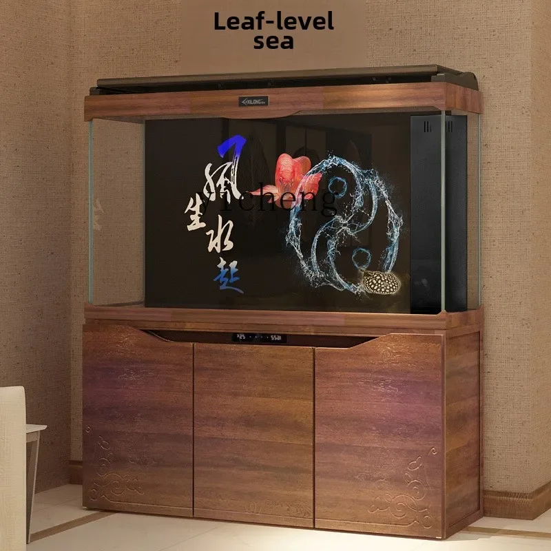 JJ  bottom filter living room fish tank under filter aquarium glass screen partition goldfish tank