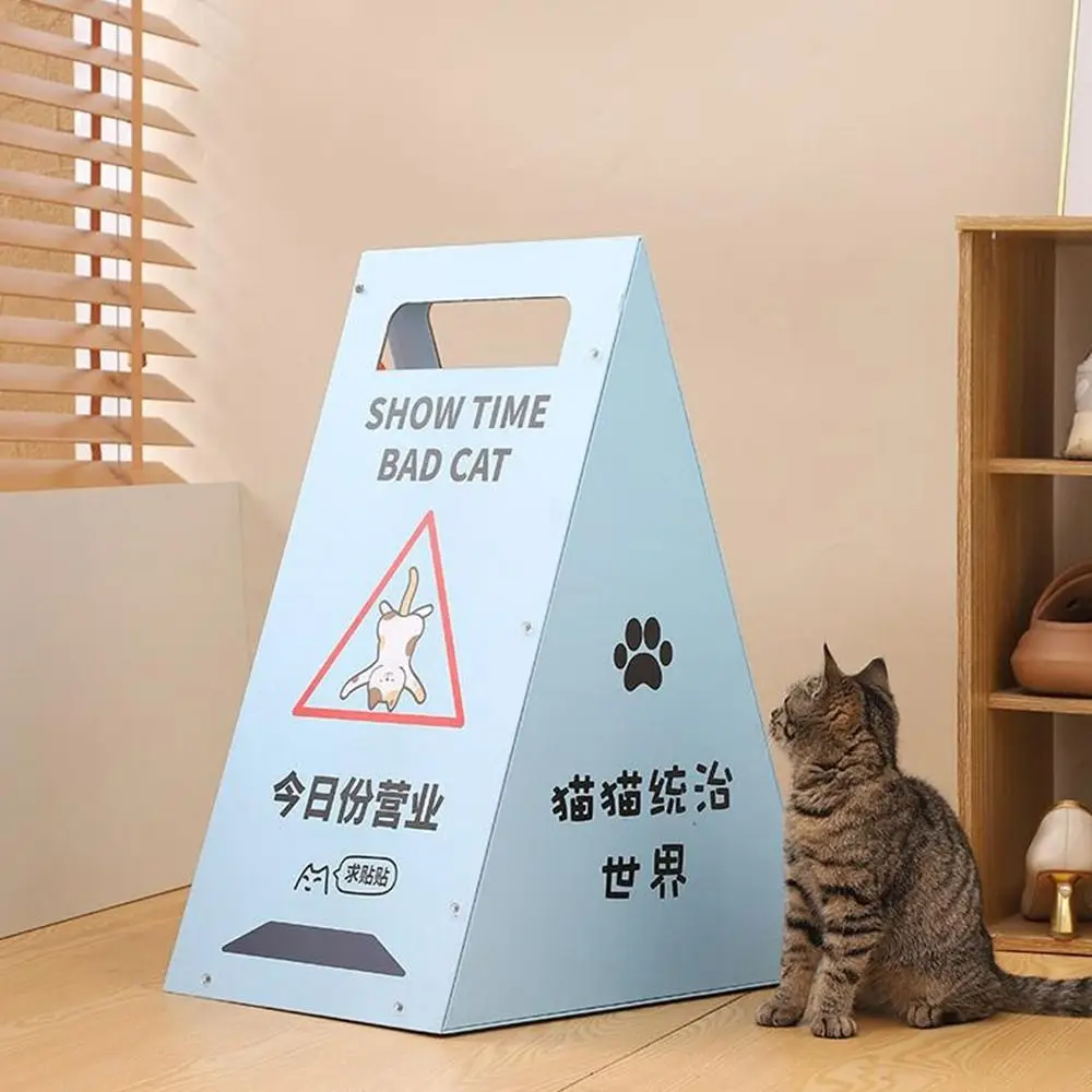 

Corrugated Cardboard Road Sign Cat Scratching Board Semi-Enclosed Scratch Resistant Triangle Cat Nest Wear-Resistant