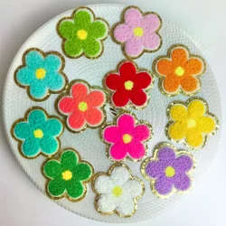 Iron on Patches Flower Rainbow Shell Heart Smile Patch Lightning Towel Embroidery Patch for Jacket bag Decoration