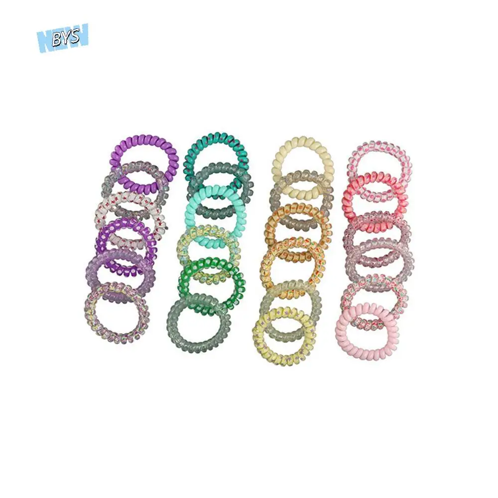 

6Pcs/set Candy Color Telephone Wire Hair Rope Colorful Head Bands Spiral Cord Hair Ring Rubber Band Headwear Elastic Hair Tie