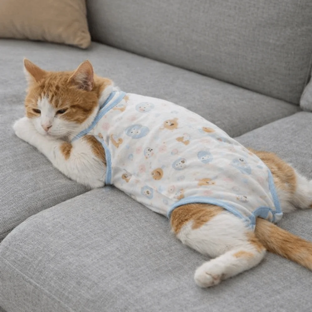 High Elasticity Cat Sterilization Suit Breathable Comfortable Cat Recovery Clothing Soft Dog Pattern Pet Weaning Suit Pet Care
