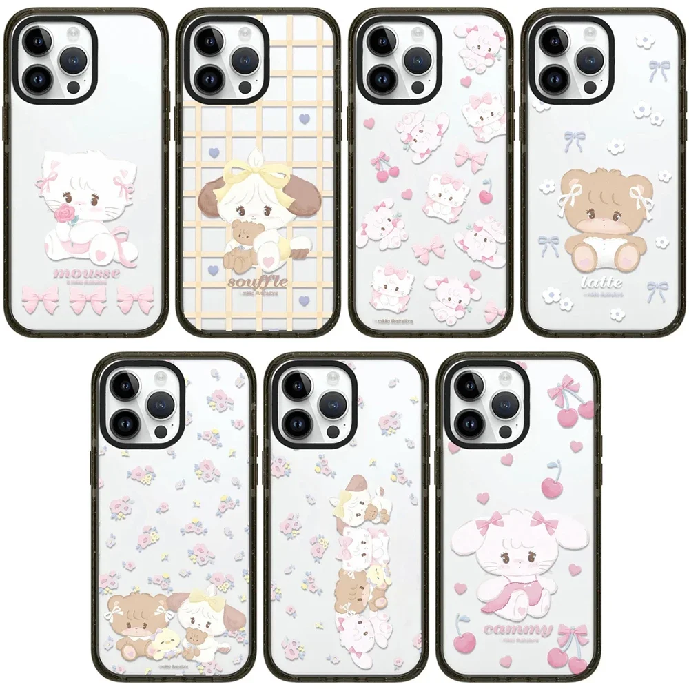 

Cute Cat Bear 2.0 Acrylic Black Border Magnetic Phone Case Cover for IPhone 12 13 14 15 16 Pro Max Case