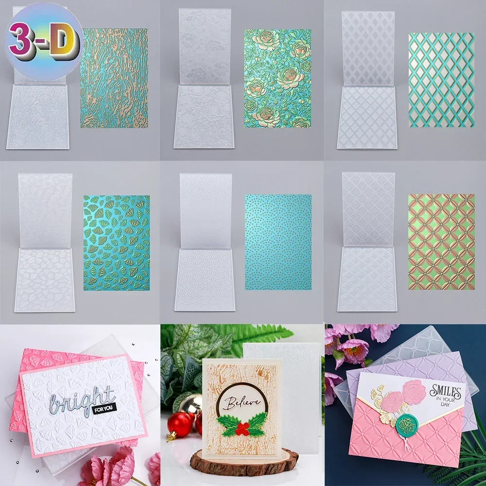 3D Embossing Folder Dimensional Diamonds Grid Valentine's Heart Background For Adding TextureDetail To Paper Crafting DIY Making