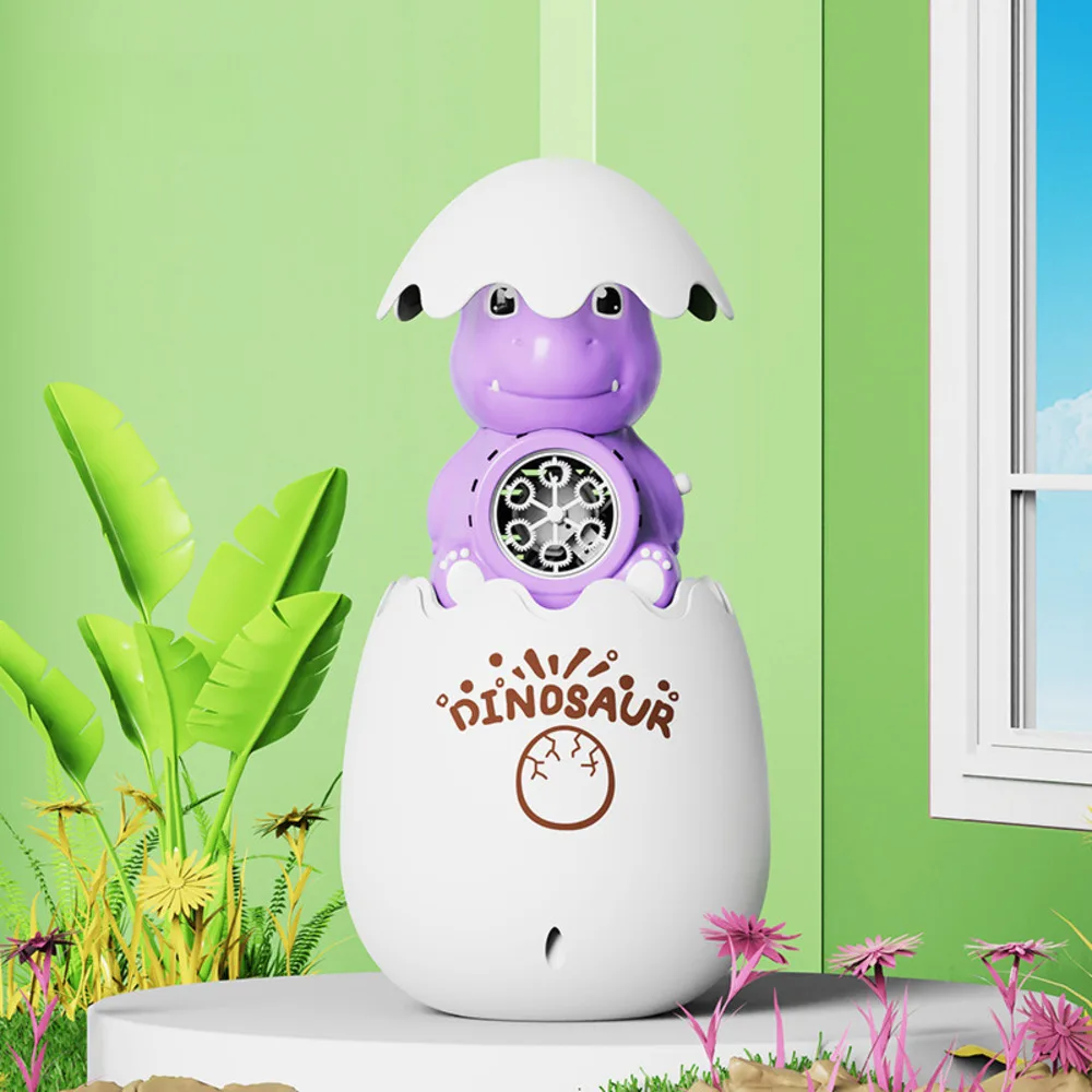 Pistola de burbujas de huevo de dinosaurio de dibujos animados con luces LED, máquina sopladora de burbujas de mano con música para niños, juguete para regalo de Fiesta al aire libre