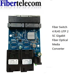 Fiber Switch 4 RJ45 UTP 2 SC Gigabit Fiber Optical Media Converter 2SC 4 RJ45 2G4E Ethernet PCBA board