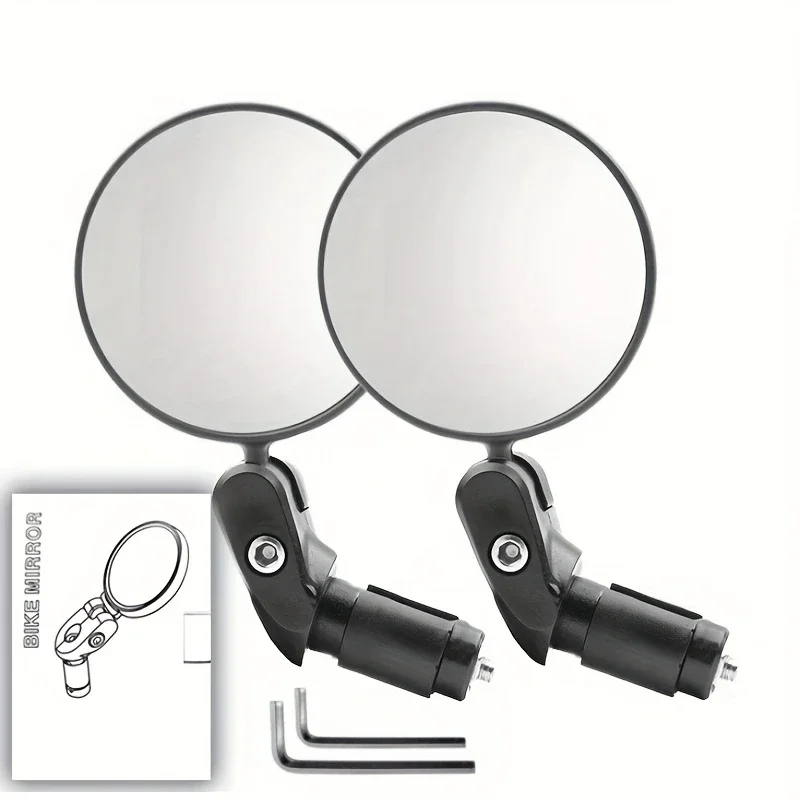 1pair Bicycle Rearview Mirror 360 Rotation Adjustment For Motorcycle Electric Bike Handlebar Reflective Mirror Accessories
