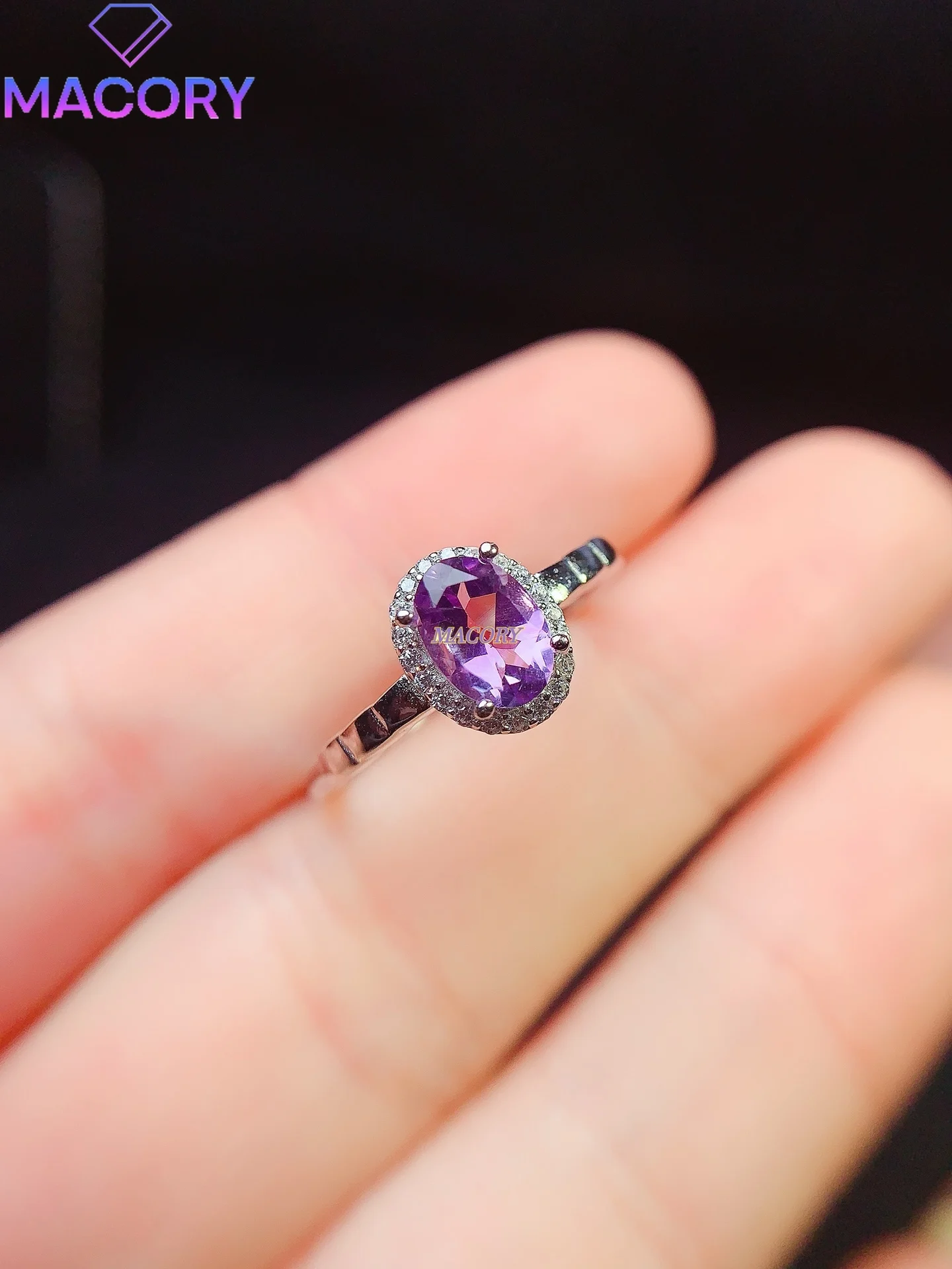 

Natural Amethyst Ring Women's 925 Sterling Silver Valentine's Day Engagement Fashion Jewelry Holiday Gift Boutique