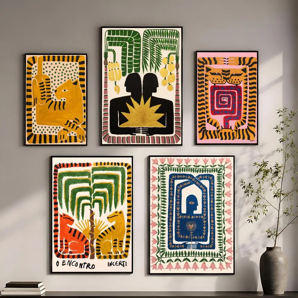 Ancient Egypt Abstract Tiger Leopard Poster Perfect Sticker Self Adhesive for Office Home Theater Wall Art Decor Fancy Gift