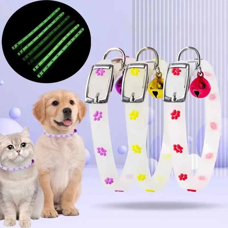 1pcs Random Color Luminous Pet Collar for Kitten Cute Charms Adjustable Chihuahua Night Walking Camping