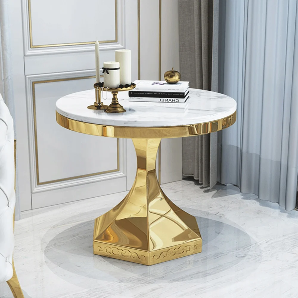 

Small Furniture Gold Stainless Steel Side Table Modern Luxury Corner Marble Living Room Coffee Table
