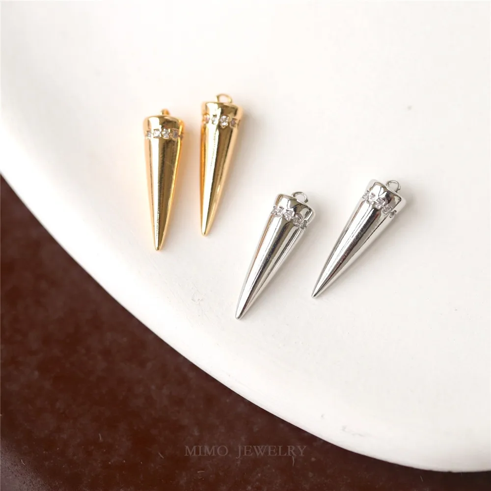 

Copper Plated with Real Gold, Fashionable and Personalized Triangular Pyramid, Conical Zircon Pendant, DIY Handmade Accessory