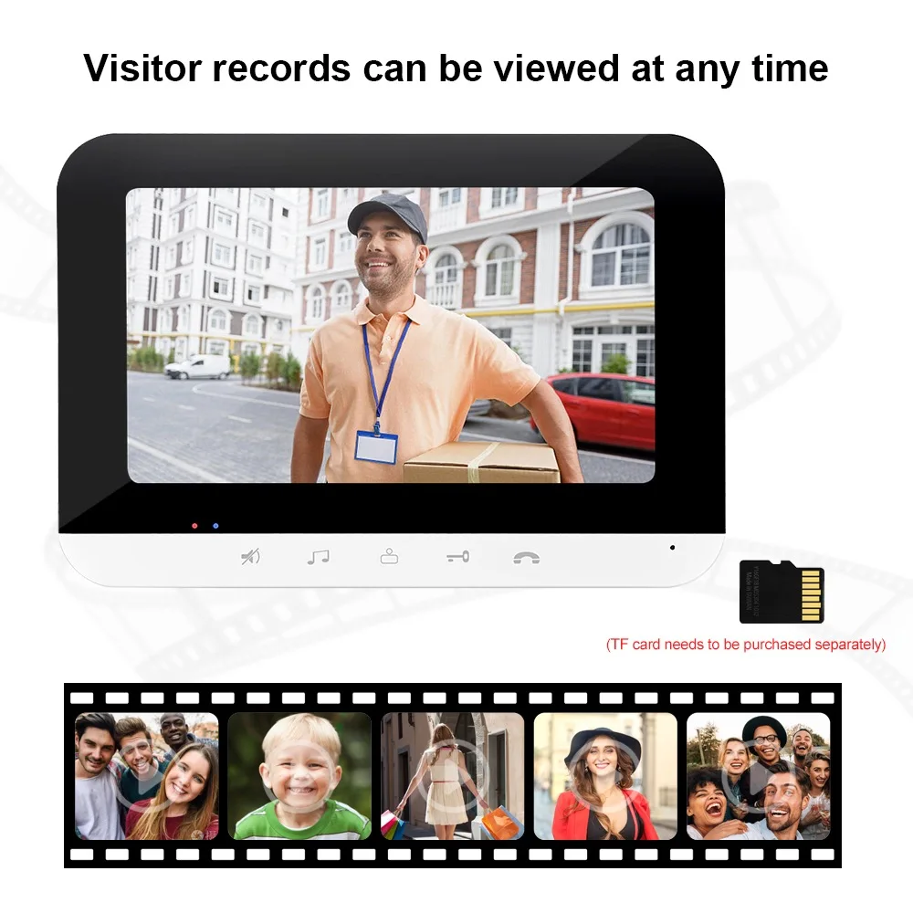 7 "drahtlose WiFi Video Türklingel Intercom System TUYA Innen Monitor mit Wired Tür Anruf Panel Nachtsicht für hause Villa