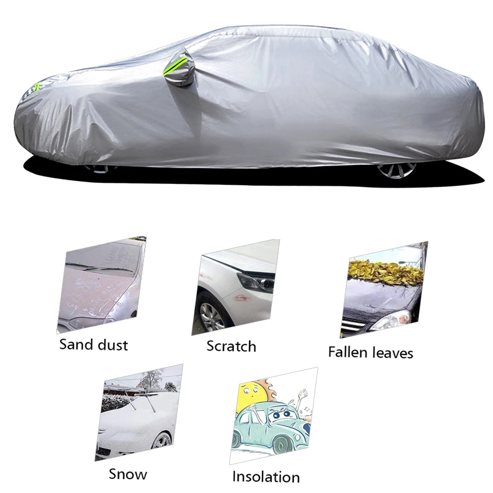 S-XXL Car Cover Sedan Full Covers with Reflective Strip Sunscreen Protection Dustproof&Waterproof UV Scratch-Resistant Universal