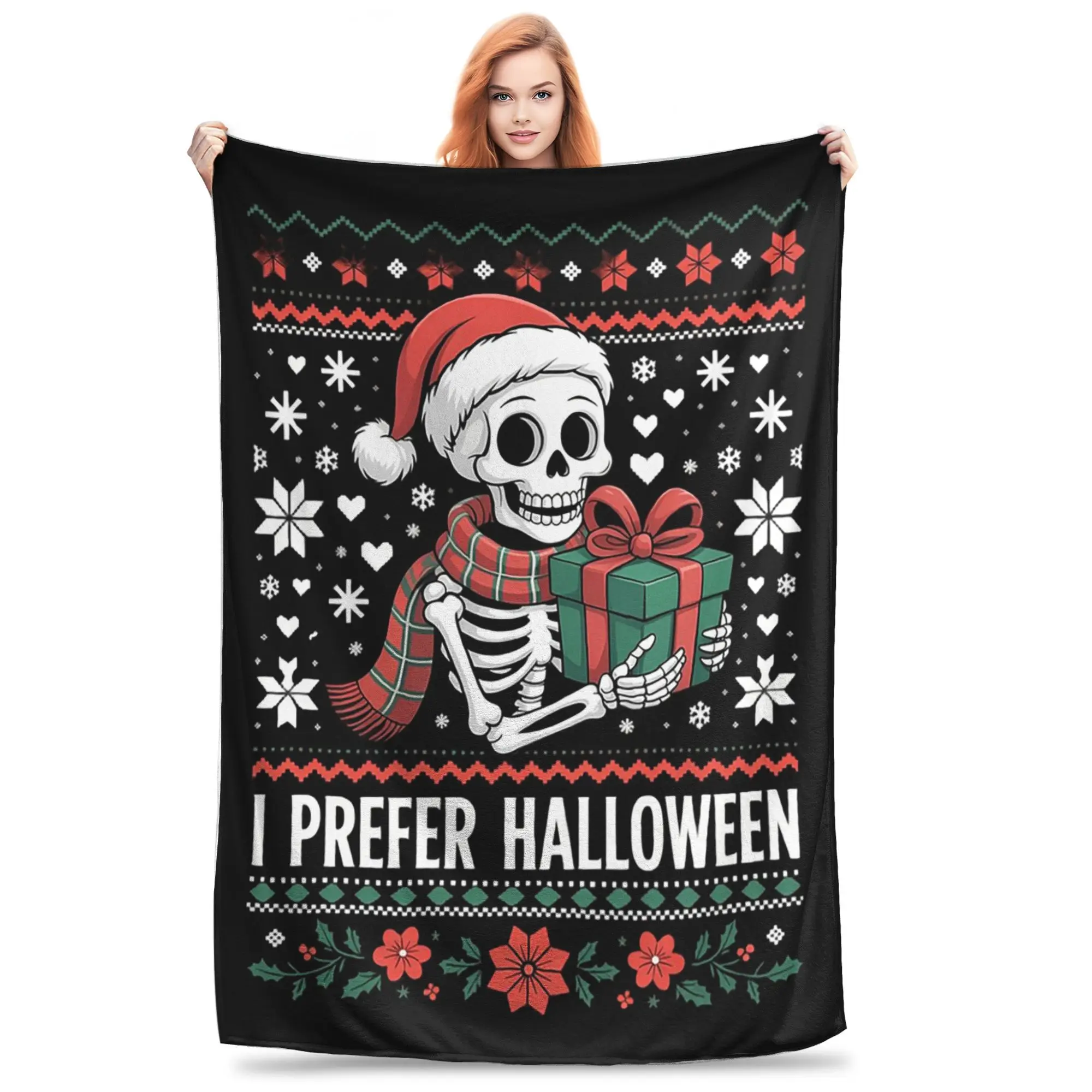 

Я предпочитаю Хэллоуин Скелет Рождество Семья Веселые Рождественские одеяла Дышащее фланелевое одеяло для дивана Постельное белье Путешествия