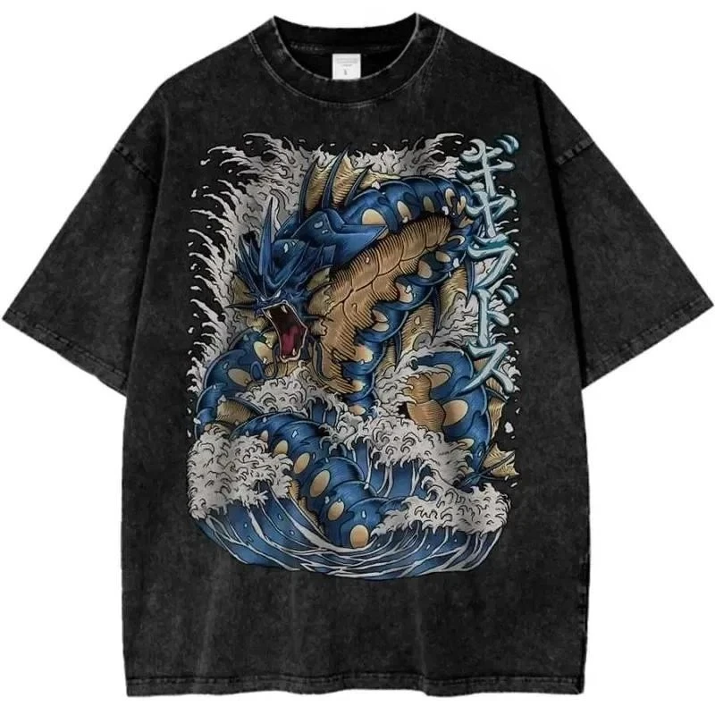 Gyarados Mewtwo Greninja Legendary Psychic Type Anime T-Shirt Men Women Cotton Loose Couple Harajuku Y2K Casual Streetwear Tops view 2