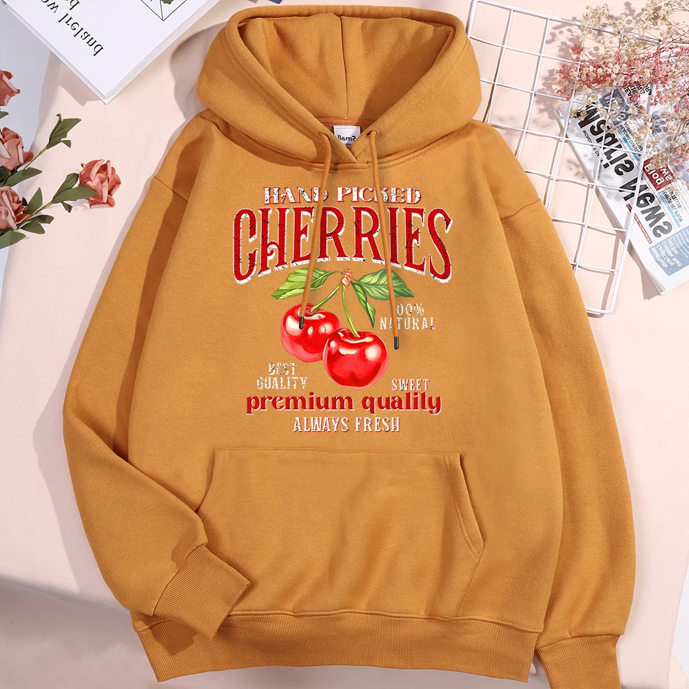 Hand Picked Cherries Print Men Women Clothes Crewneck Pullover Hoody Oversized Fashion Sweatshirt Fleece Casual Hoodie Couple