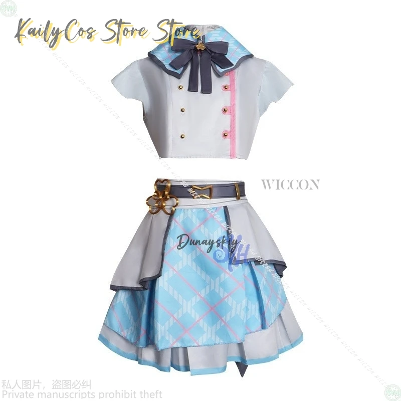 المزيد من القفز الذكرى الثالثة فريق موحدة تأثيري أنيمي لعبة مشروع Sekai Momoi Airi زي الأزرق Kawaii فستان قصير كوس