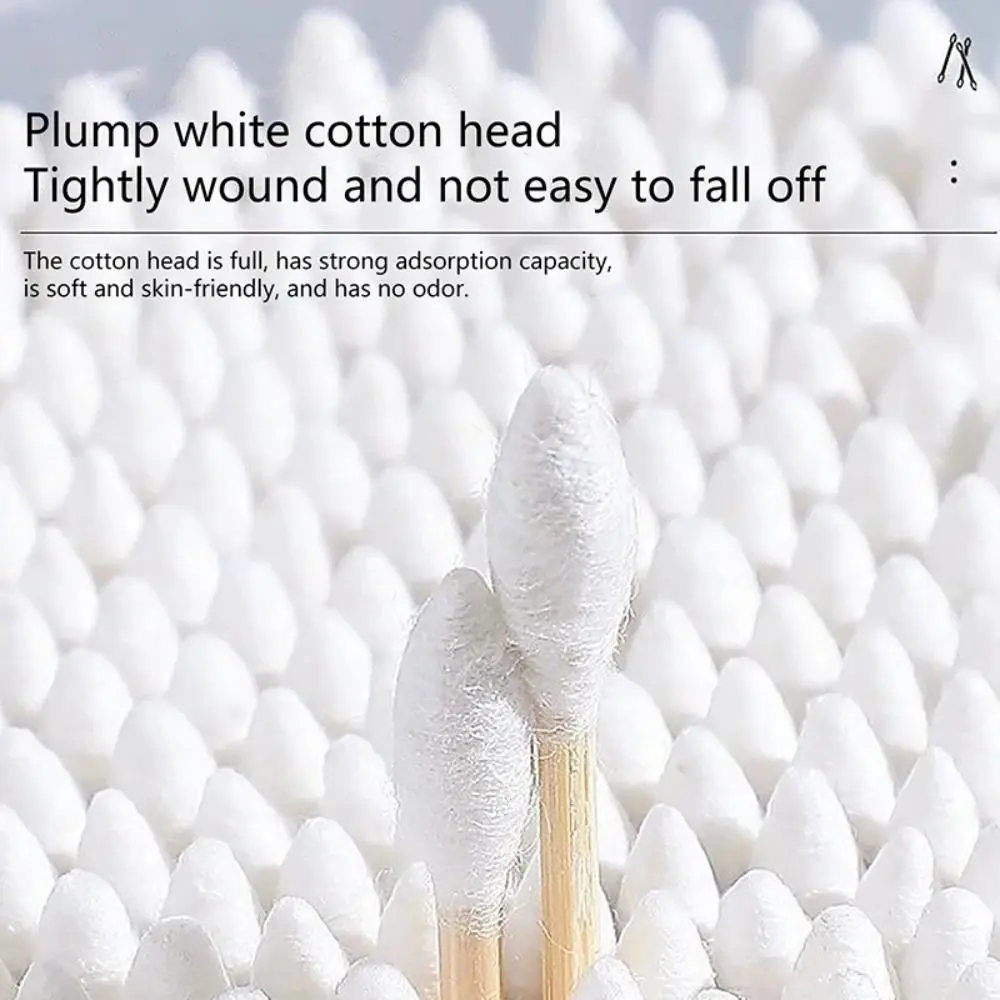 المحمولة مزدوجة الرأس أعواد قطنية خشبية محشو العصي متعددة الأغراض تنظيف مسحات القطن أنف آذان أدوات تنظيف
