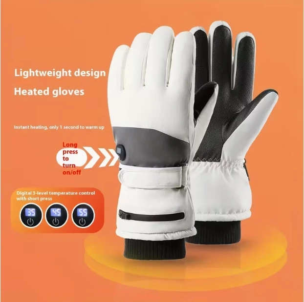 Men's Winter Electric Heating Gloves 3000mAh Rechargeable Battery 3 Temperature Settings Waterproof Anti-Slip for Outdoor Work Skiing Traveling view 2