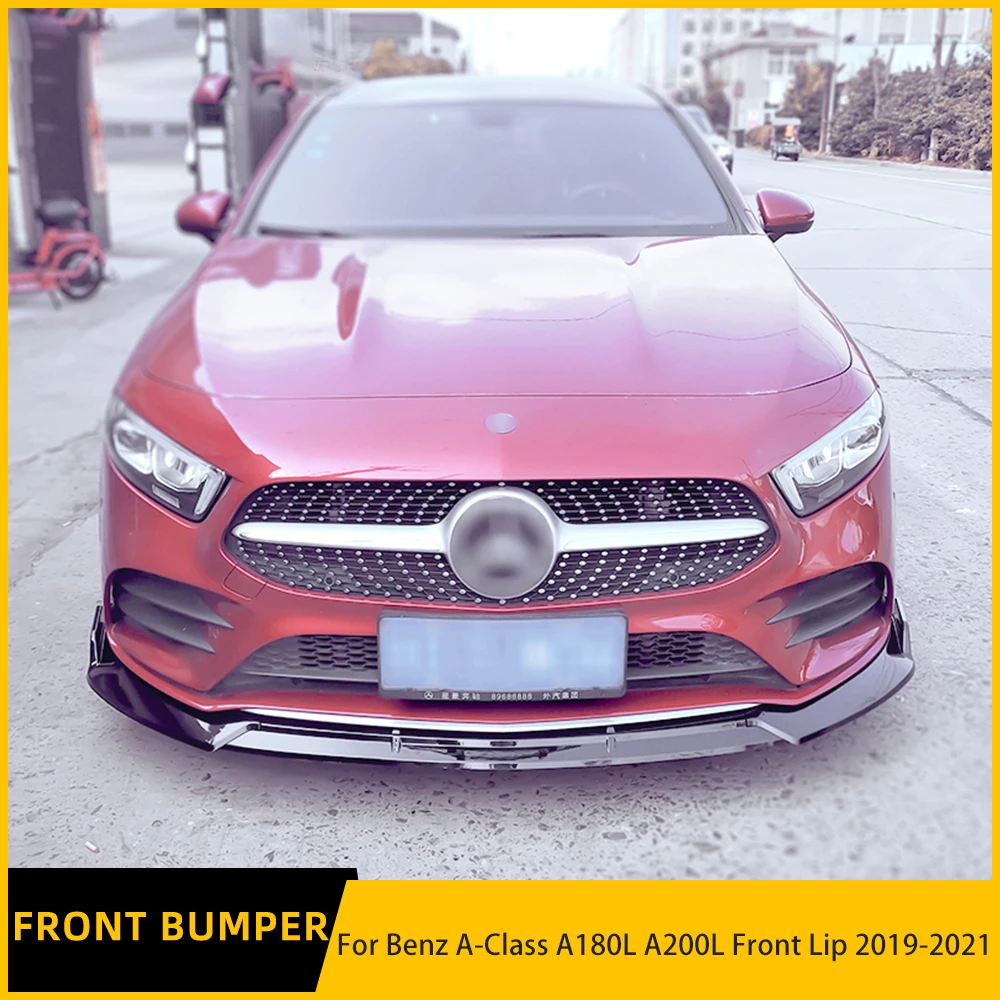 

For Mercedes Benz A-Class A180L 200L High Quality Sports 3Pcs 2019-21 Black Front Bumpers Lip Spoiler Splitter Body Kits Tuning