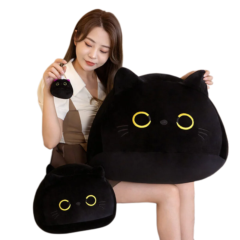 

9-70cm Cartoon Black Cat Plush Toys Mini Size Animal Cat Dolls Lovely Keychain Pendant Toys Cute Finger Gift for Children Girls