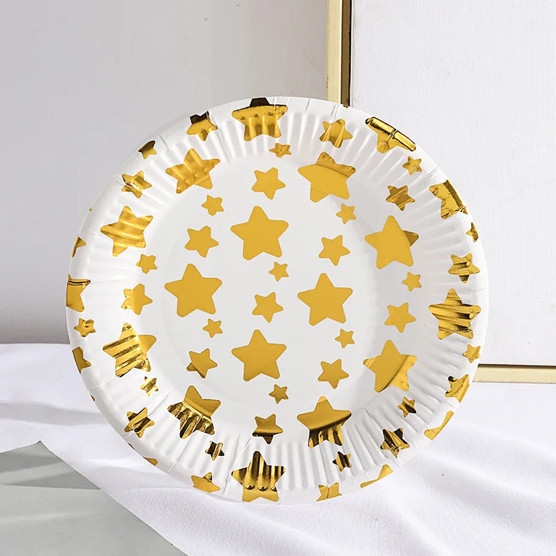 White and Gold Party Supplies Disposable Tableware Set Silver Party Paper Plates Birthday Party Decor Bridal Shower Supplies