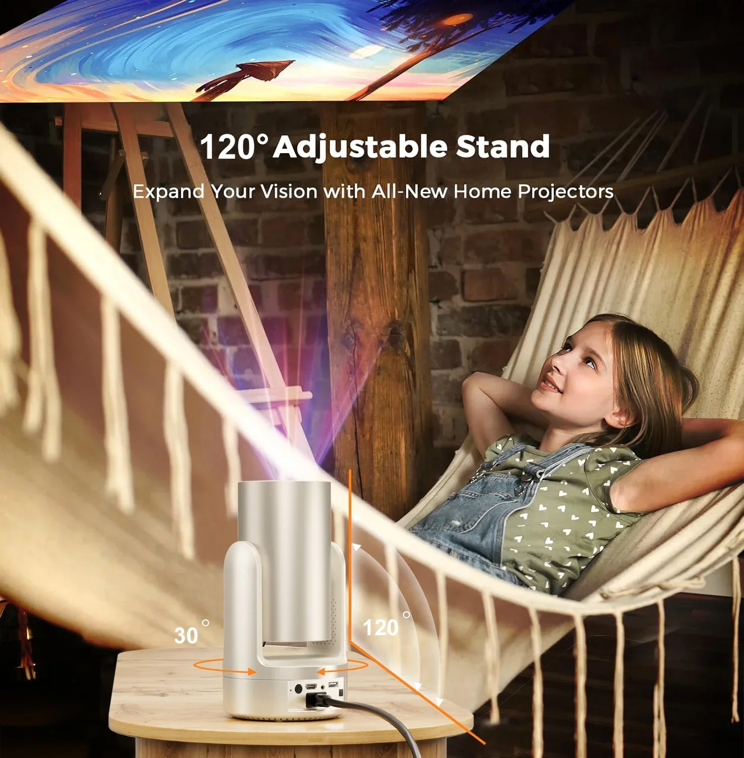 190ANSI 720p Projektor Eingebauter Akku Android Projektor Heimkino Projektor 4K