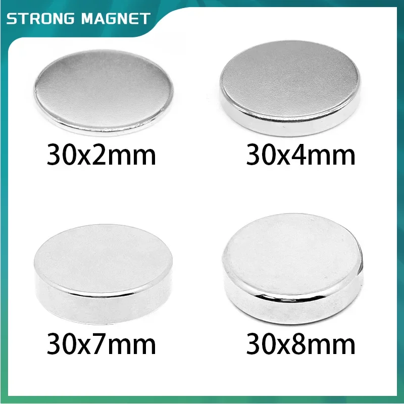 30x2 30x4 30x5 30x8 30x10 30x15 30x20 30x30mm Round Shape Rare Earth Neodymium Super Strong Magnetic NdFeB Magnet Fridge Crafts