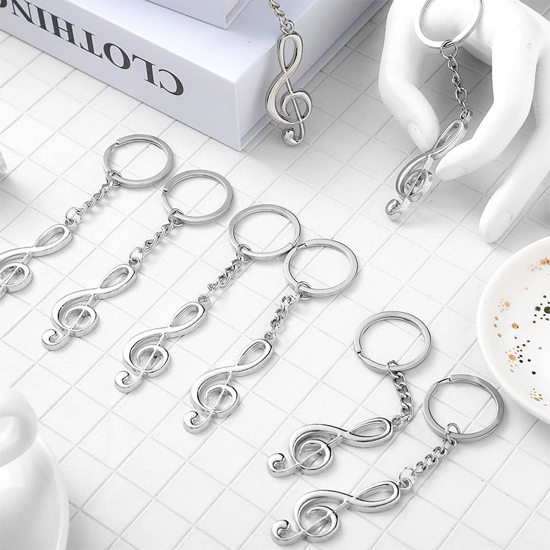 60Pcs Keychain Musical Note Pendant Keyring Stainless Steel Key Holder Key Chain Women Men Gift for Birthday Christmas Festival