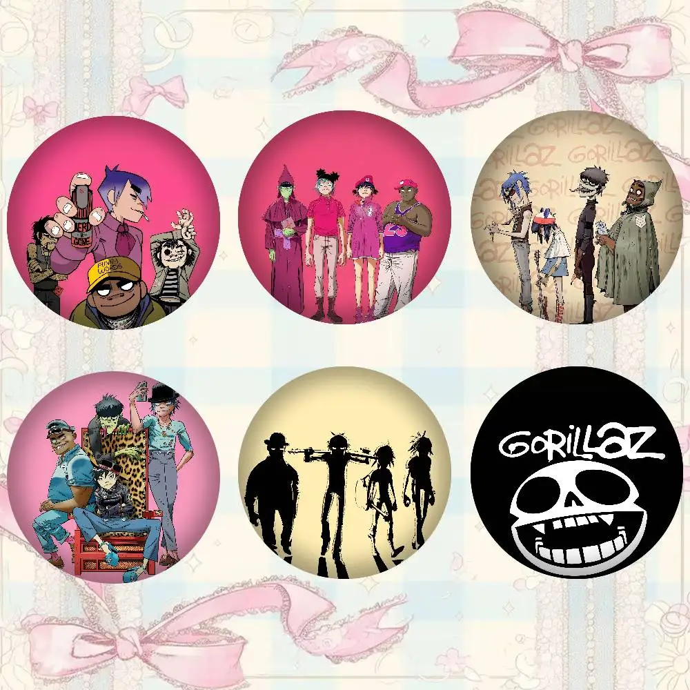 Anime Band G-GorillazS Badges Peripheral Lapel Pins Tinplate Round Brooch For Shoulder Bag Accessories Souvenir Gifts