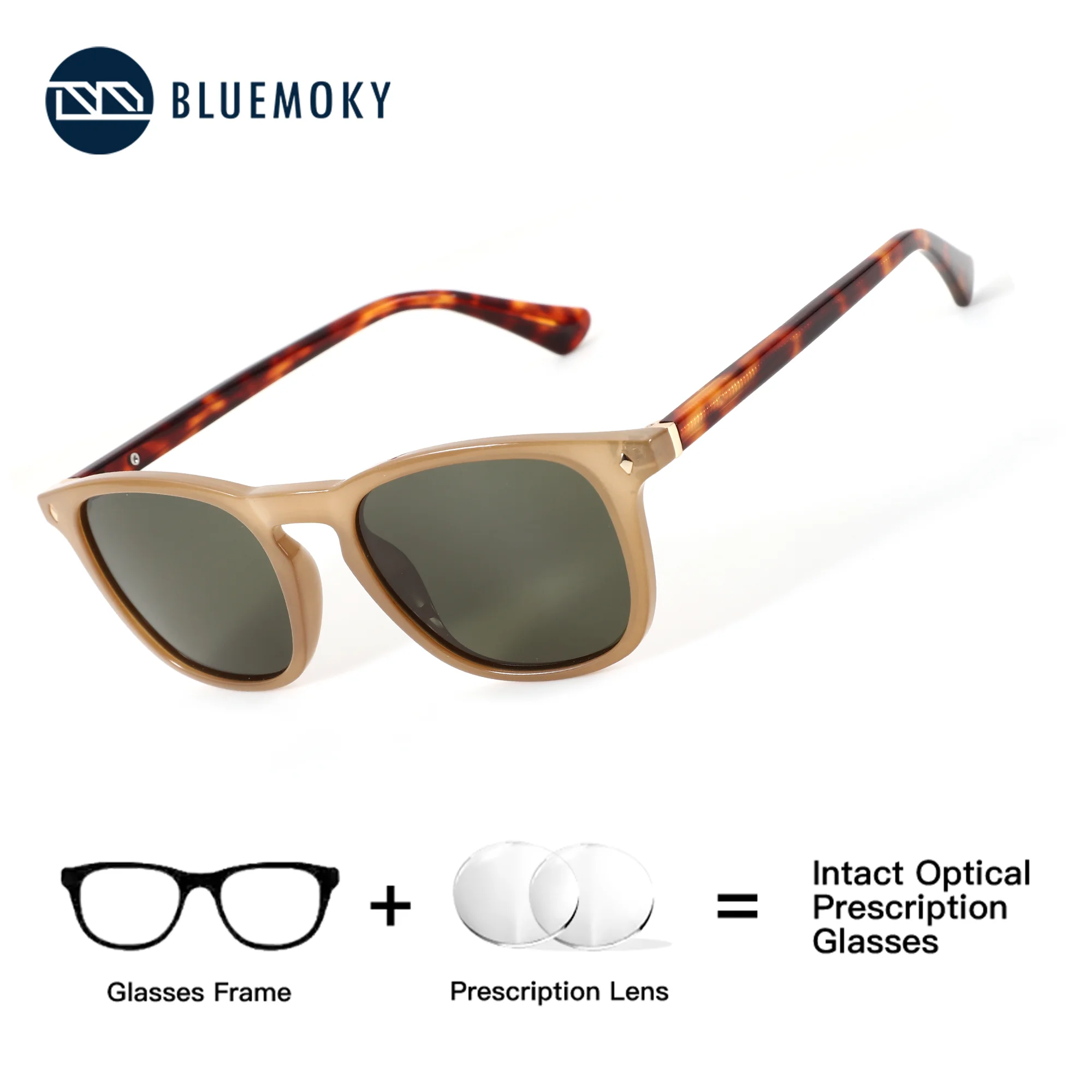 

BLUEMOKY Square Handmade Acetate Polarized Prescription Sunglasses UV400 Protection Myopia Glasses for Woman Shadow Sun Glasses