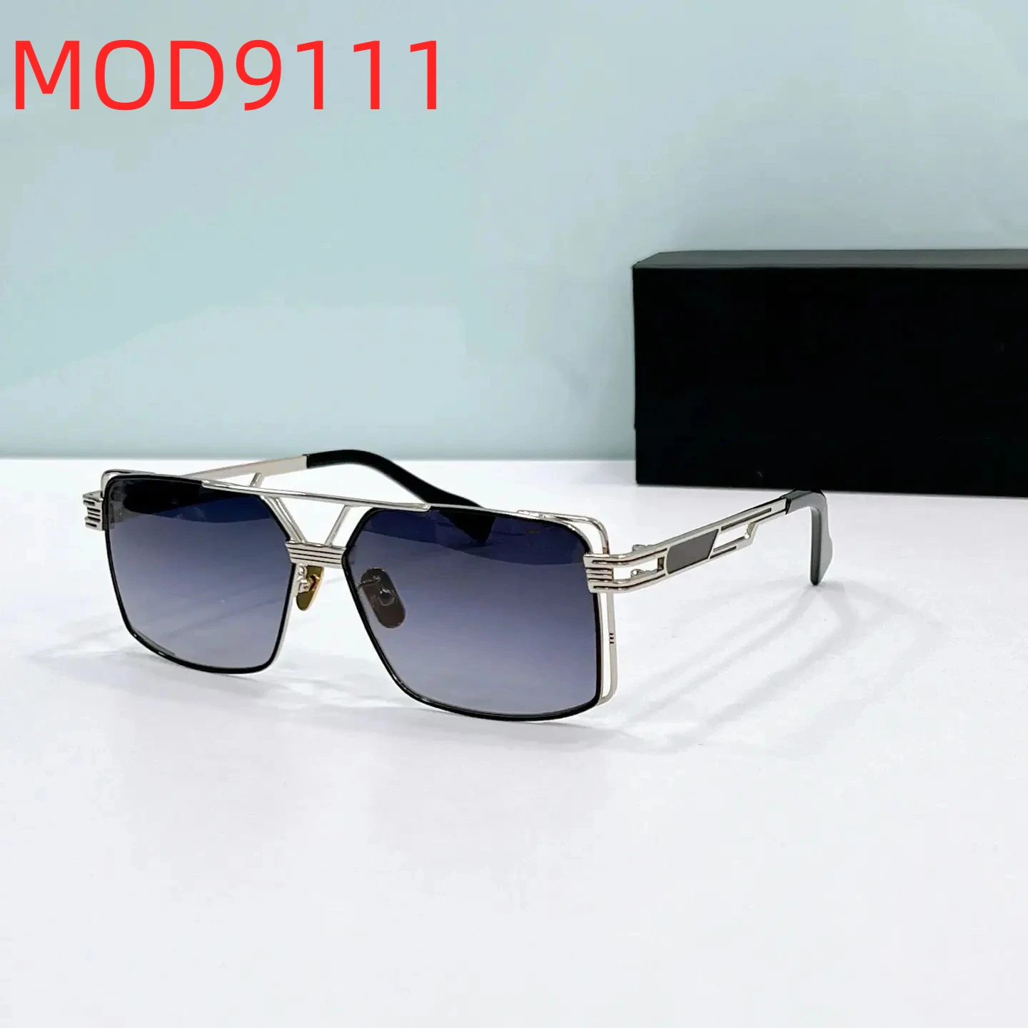 

New Arrival MOD9111 Stylish Silvery Alloy Frame Square Men Eyewear Classic Vintage UV400 Polarized Gradient Women Sunglasses